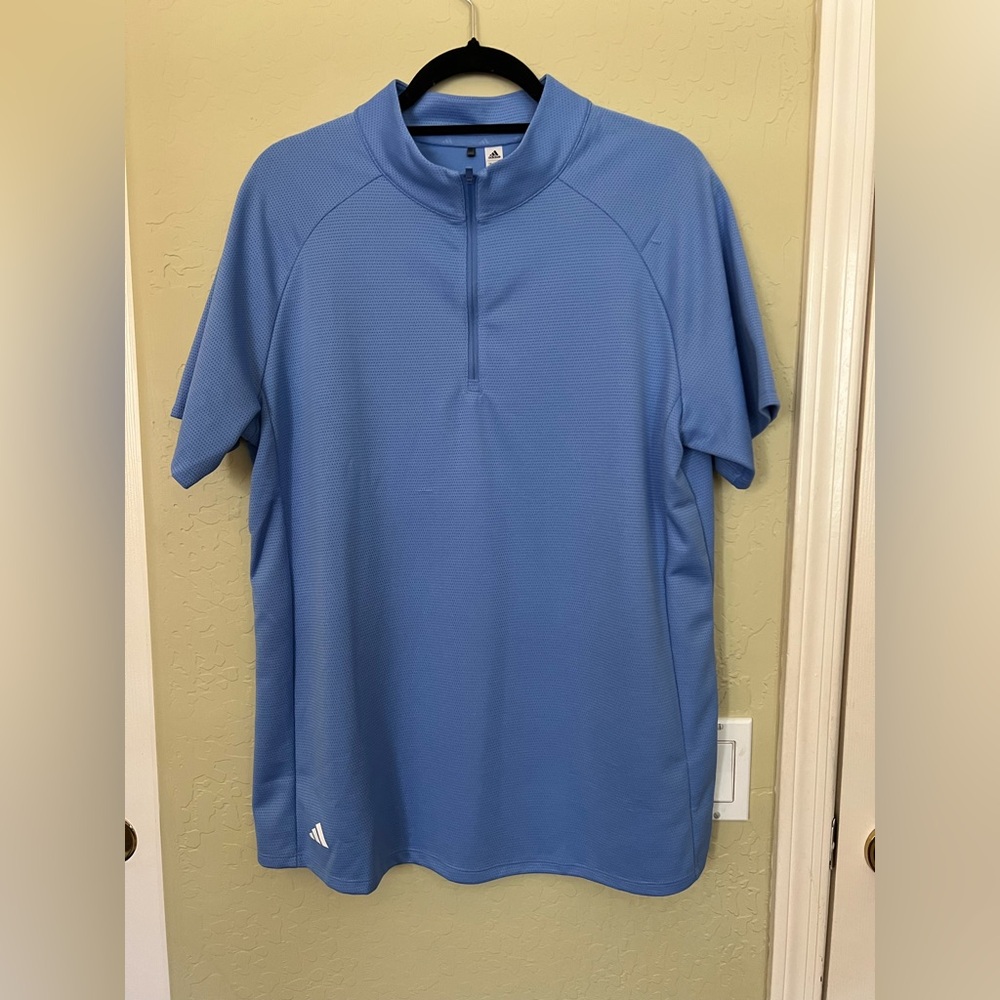 Adidas Women's Light Blue Zip Polo